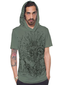 green psychedelic abstract hooded t-shirt